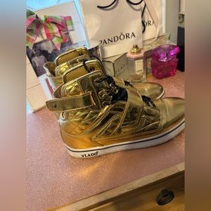 Gold high top lace up VLADO sneakers size 9
